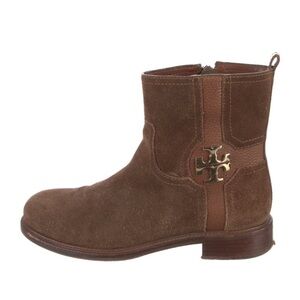 Tory Burch Brown Suede Moto Ankle Boots